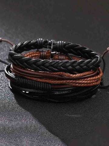 Men's Fashion Hand Woven Multilayer PU Bracelet